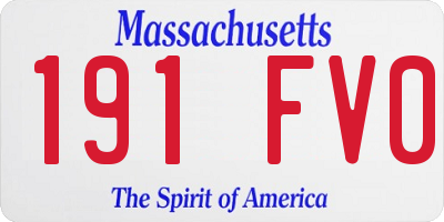 MA license plate 191FV0