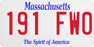MA license plate 191FW0
