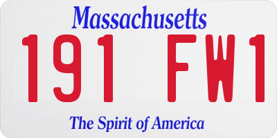 MA license plate 191FW1