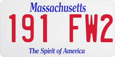 MA license plate 191FW2