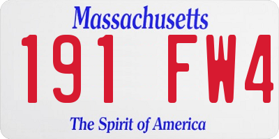 MA license plate 191FW4