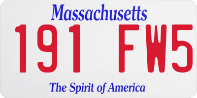 MA license plate 191FW5