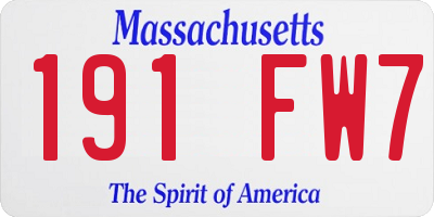 MA license plate 191FW7