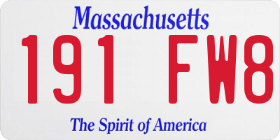 MA license plate 191FW8