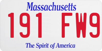 MA license plate 191FW9