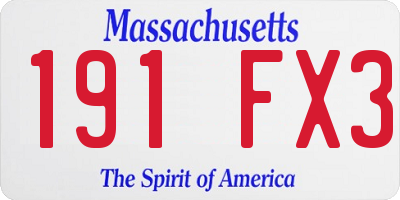 MA license plate 191FX3