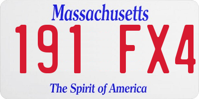 MA license plate 191FX4