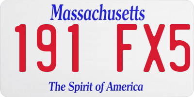 MA license plate 191FX5