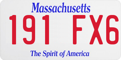 MA license plate 191FX6