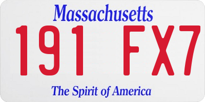 MA license plate 191FX7