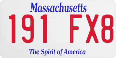 MA license plate 191FX8