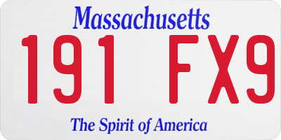 MA license plate 191FX9