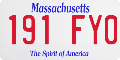 MA license plate 191FY0
