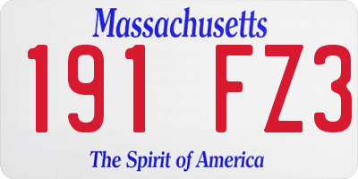 MA license plate 191FZ3