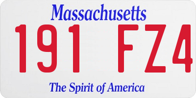 MA license plate 191FZ4