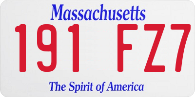 MA license plate 191FZ7