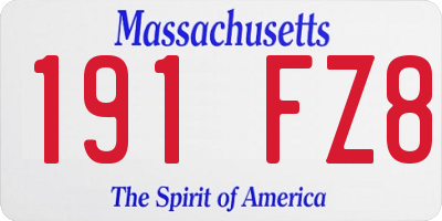 MA license plate 191FZ8