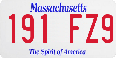 MA license plate 191FZ9