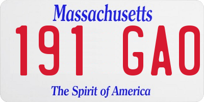 MA license plate 191GA0