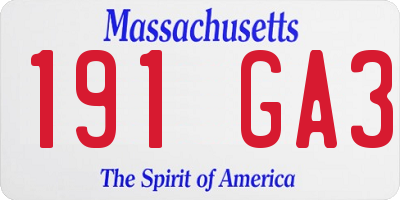 MA license plate 191GA3