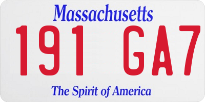 MA license plate 191GA7