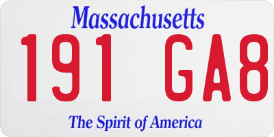 MA license plate 191GA8