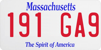MA license plate 191GA9