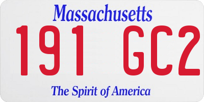 MA license plate 191GC2