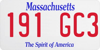 MA license plate 191GC3