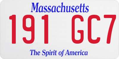 MA license plate 191GC7