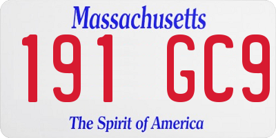 MA license plate 191GC9