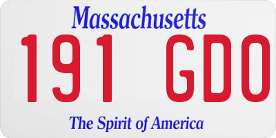 MA license plate 191GD0