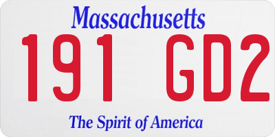 MA license plate 191GD2