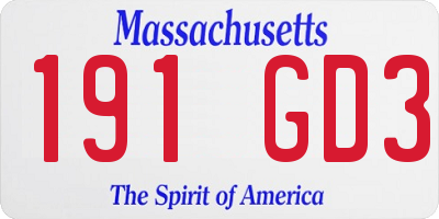 MA license plate 191GD3