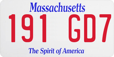 MA license plate 191GD7