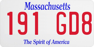 MA license plate 191GD8