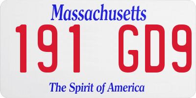 MA license plate 191GD9