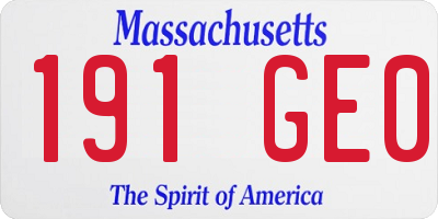MA license plate 191GE0