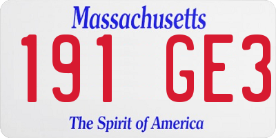 MA license plate 191GE3
