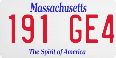 MA license plate 191GE4