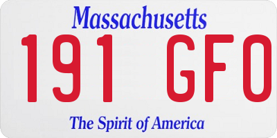 MA license plate 191GF0