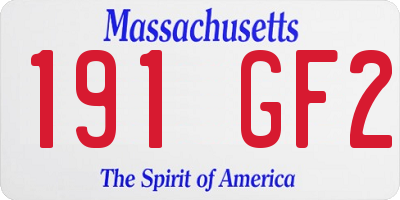 MA license plate 191GF2