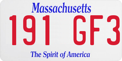 MA license plate 191GF3