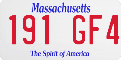 MA license plate 191GF4