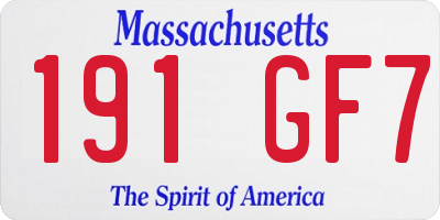 MA license plate 191GF7