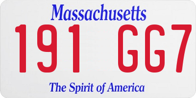 MA license plate 191GG7