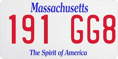 MA license plate 191GG8
