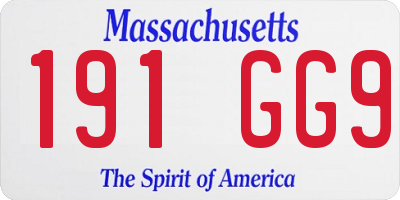 MA license plate 191GG9