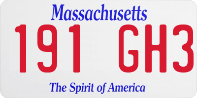 MA license plate 191GH3