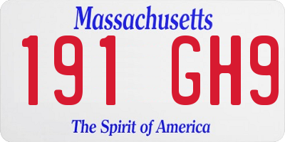 MA license plate 191GH9